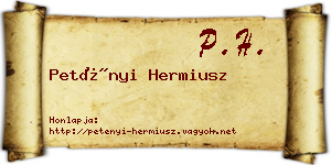 Petényi Hermiusz névjegykártya